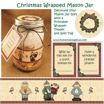 Decorate a Mason Jar with a Printable wrapper and Jar Topper