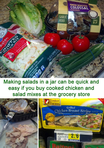 Buy cooked chicken to use in Salads in a Jar